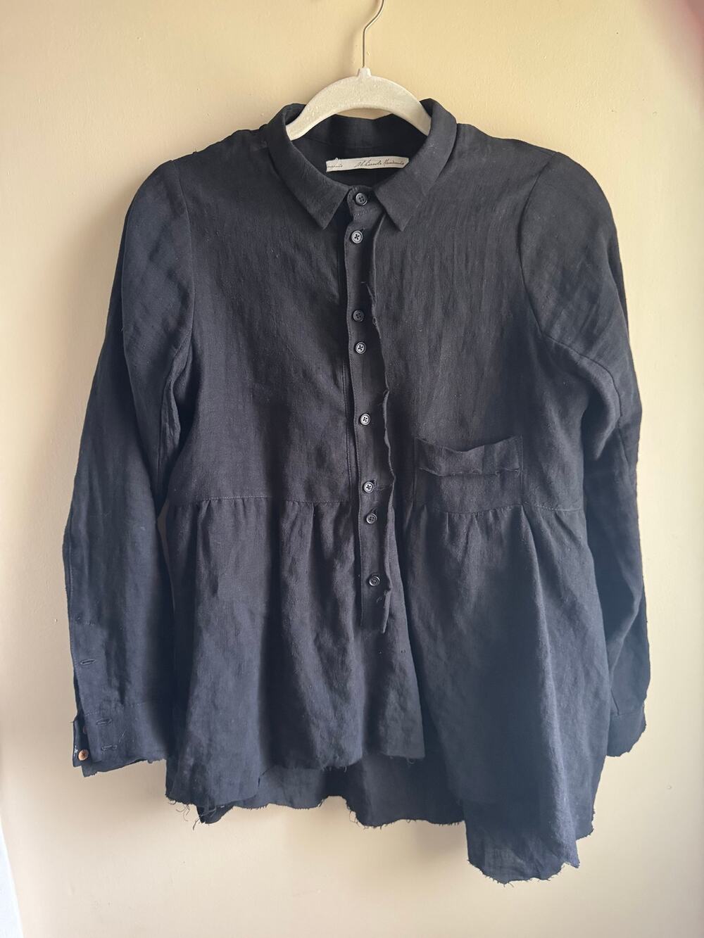 Aleksandr Manamis Linen Black Long Sleeve Top